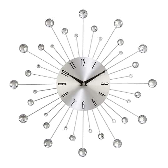 Silver Glam Metal Wall Clock